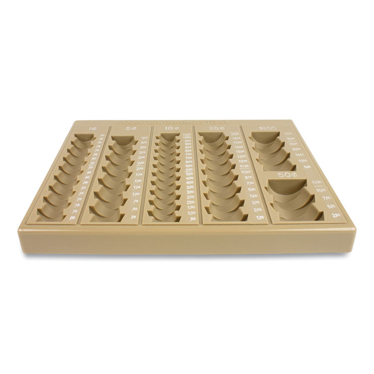CONTROLTEK - Plastic Coin Tray, 6 Compartments, Stackable, 7.75 x 10 x 1.5, Tan