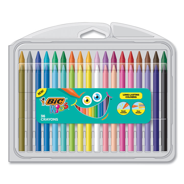 BIC - Kids Coloring Crayons, 36 Assorted Colors, 36/Pack