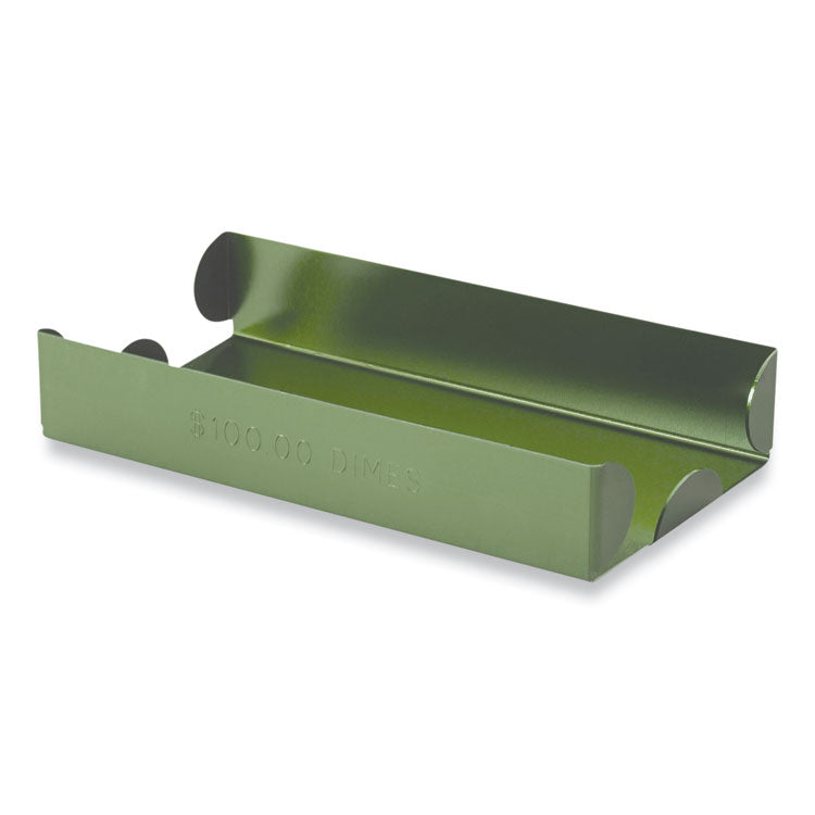 CONTROLTEK - Metal Coin Tray, Dimes, Stackable, 3.5 x 10 x 1.75, Green