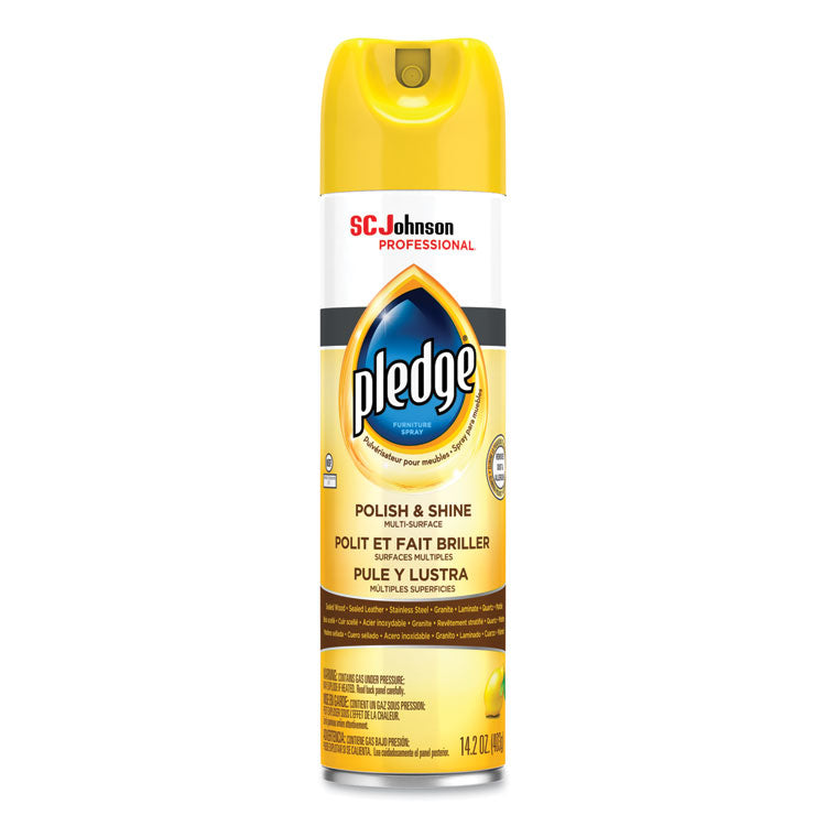 Pledge - Furniture Polish, Lemon, 14.2 oz Aerosol Spray, 6/Carton