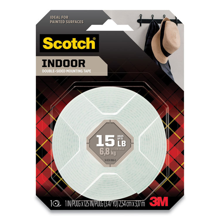 Scotch - Permanent High-Density Foam Mounting Tape, Holds Up to 15 lbs, 1 x 125, White