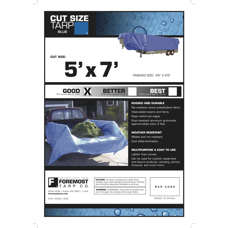 FOREMOST - Foremost Dry Top 5 ft. W X 7 ft. L Light Duty Polyethylene Tarp Blue