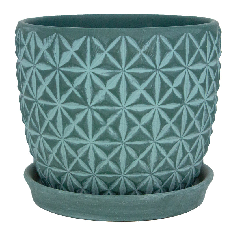 TRENDSPOT - Trendspot Tribeca 7.3 in. H X 8.3 in. W X 8.3 in. D X 8 in. D Ceramic Planter Teal - Case of 2