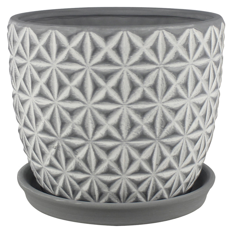 TRENDSPOT - Trendspot Tribeca 7.3 in. H X 8.3 in. W X 8.3 in. D X 8 in. D Ceramic Planter Charcoal - Case of 2