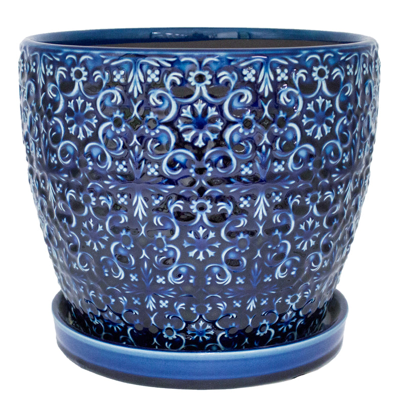 TRENDSPOT - Trendspot Mediterranean 8.5 in. H X 10 in. W X 10 in. D X 10 in. D Ceramic Planter Blue