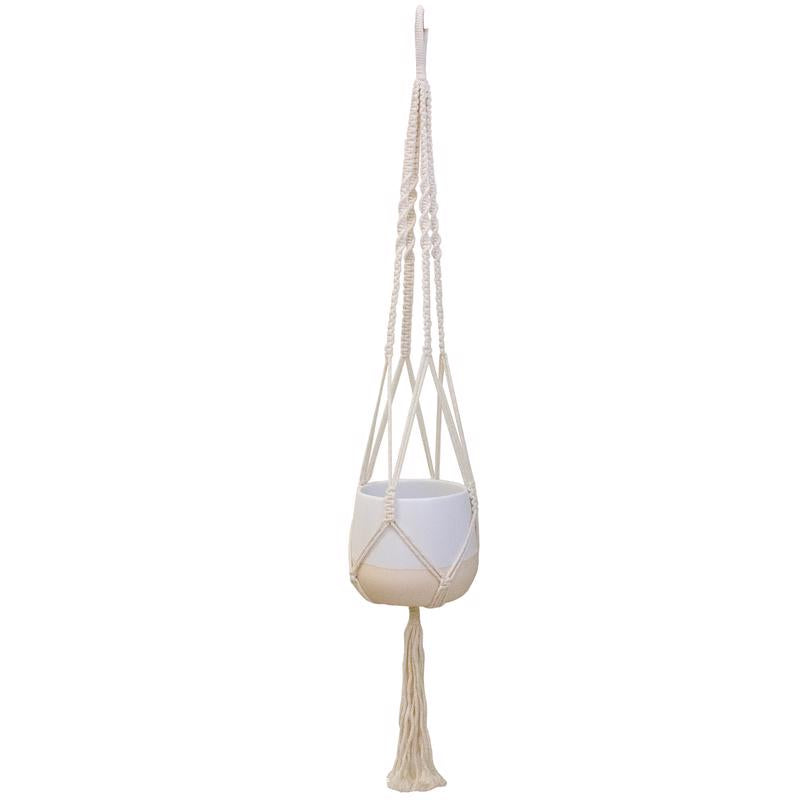 TRENDSPOT - Trendspot Macrame 4.7 in. H X 5.7 in. W X 5.7 in. D X 5.5 in. D Ceramic Planter White - Case of 2