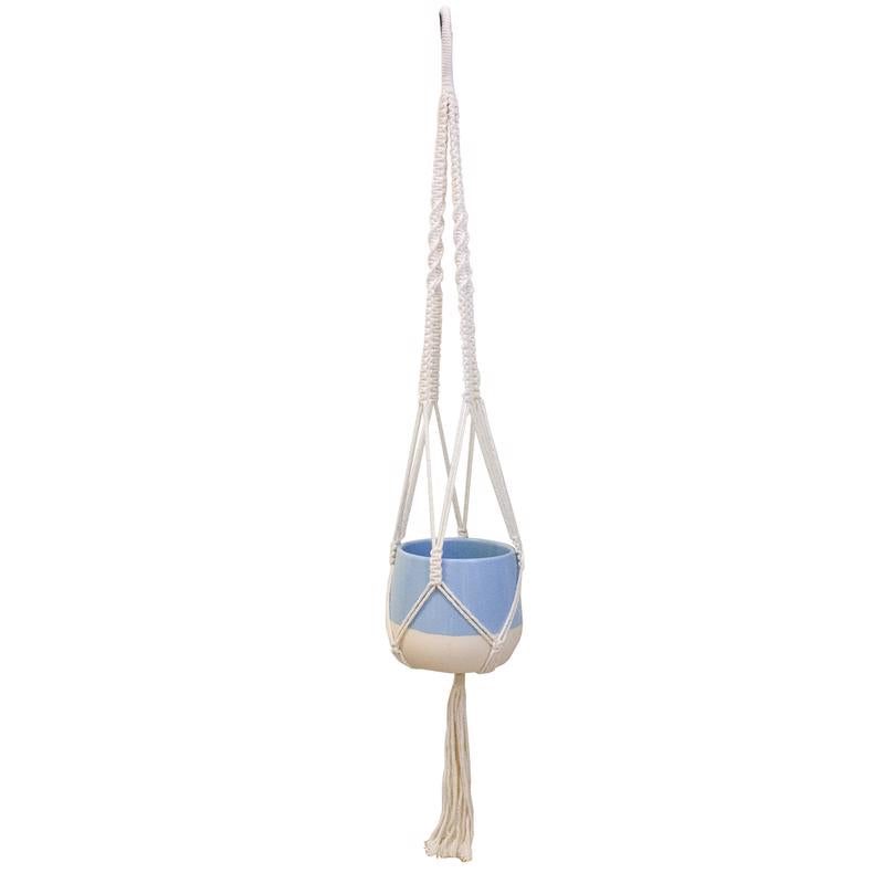 TRENDSPOT - Trendspot Macrame 4.7 in. H X 5.7 in. W X 5.7 in. D X 5.5 in. D Ceramic Planter Aqua - Case of 2