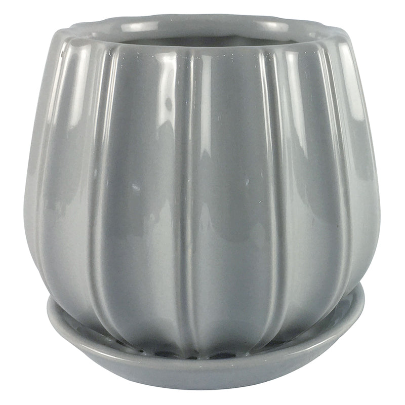 TRENDSPOT - Trendspot Contour 7.28 in. H X 8 in. W X 8 in. D X 8 in. D Ceramic Planter Gray - Case of 2