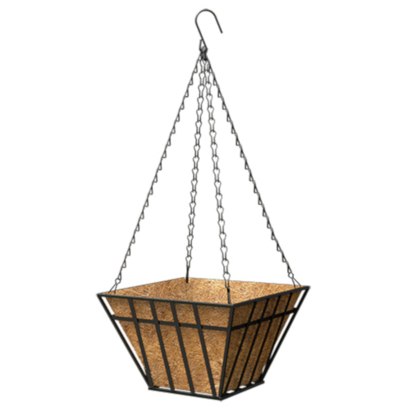 PANACEA - Panacea 9 in. H X 14 in. W X 14 in. D Steel English Wide Band Hanging Basket Black