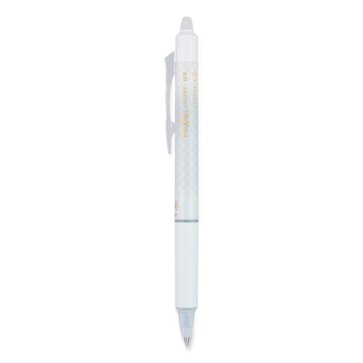 Pilot - FriXion Clicker Design Erasable Gel Pen, Retractable, Extra-Fine 0.5 mm, Black Ink, White Barrel, Dozen