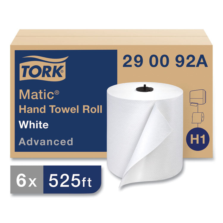 Tork - Advanced Matic Hand Towel Roll, 2-Ply, 7.7" x 525 ft, White, 643/Roll, 6 Rolls/Carton