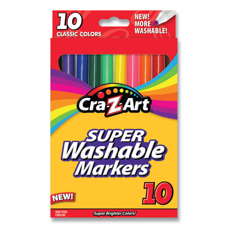 Cra-Z-Art - Super Washable Markers, Fine Bullet Tip, Assorted Colors, 10/Set