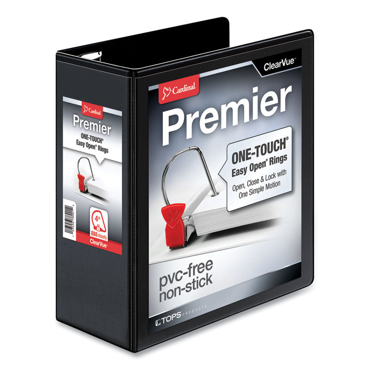 Cardinal - Premier Easy Open ClearVue Locking Slant-D Ring Binder, 3 Rings, 4" Capacity, 11 x 8.5, Black