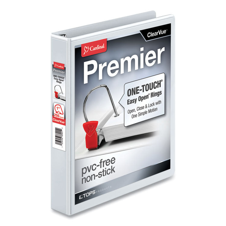 Cardinal - Premier Easy Open ClearVue Locking Slant-D Ring Binder, 3 Rings, 1" Capacity, 11 x 8.5, White