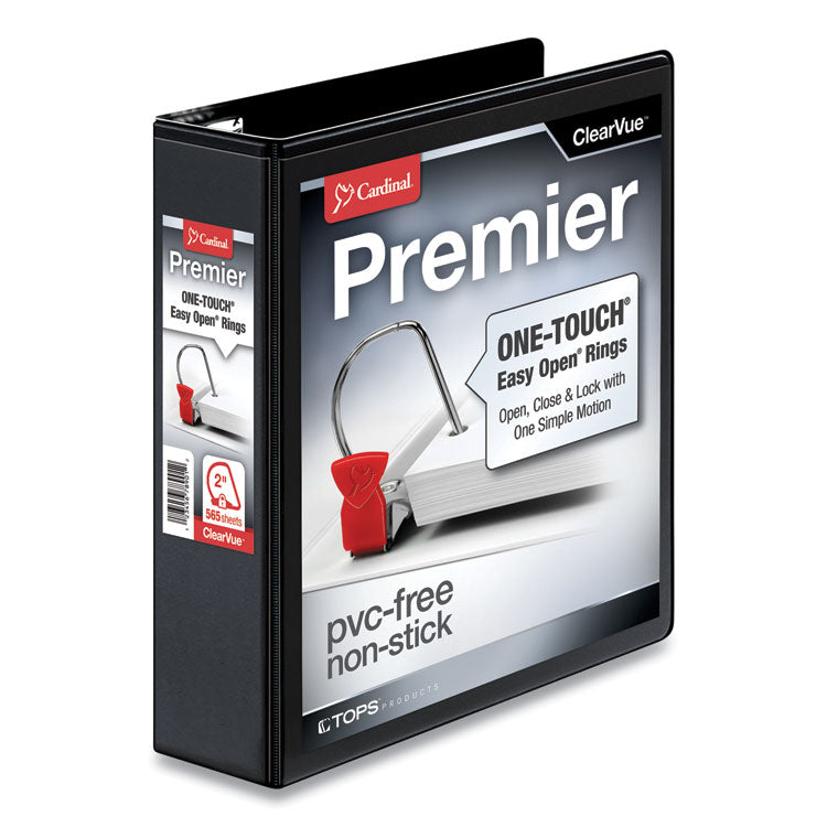 Cardinal - Premier Easy Open ClearVue Locking Slant-D Ring Binder, 3 Rings, 2" Capacity, 11 x 8.5, Black