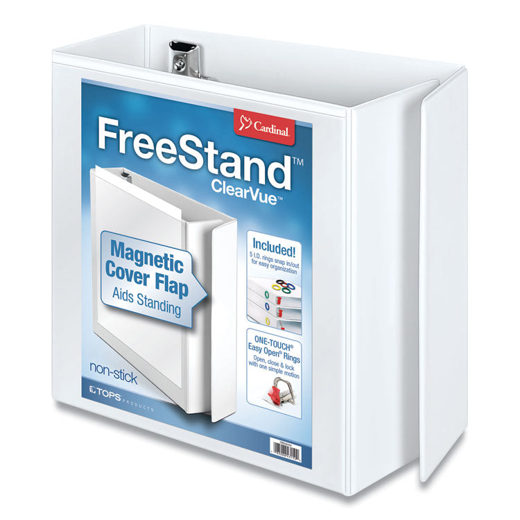 Cardinal - FreeStand Easy Open Locking Slant-D Ring Binder, 3 Rings, 5" Capacity, 11 x 8.5, White