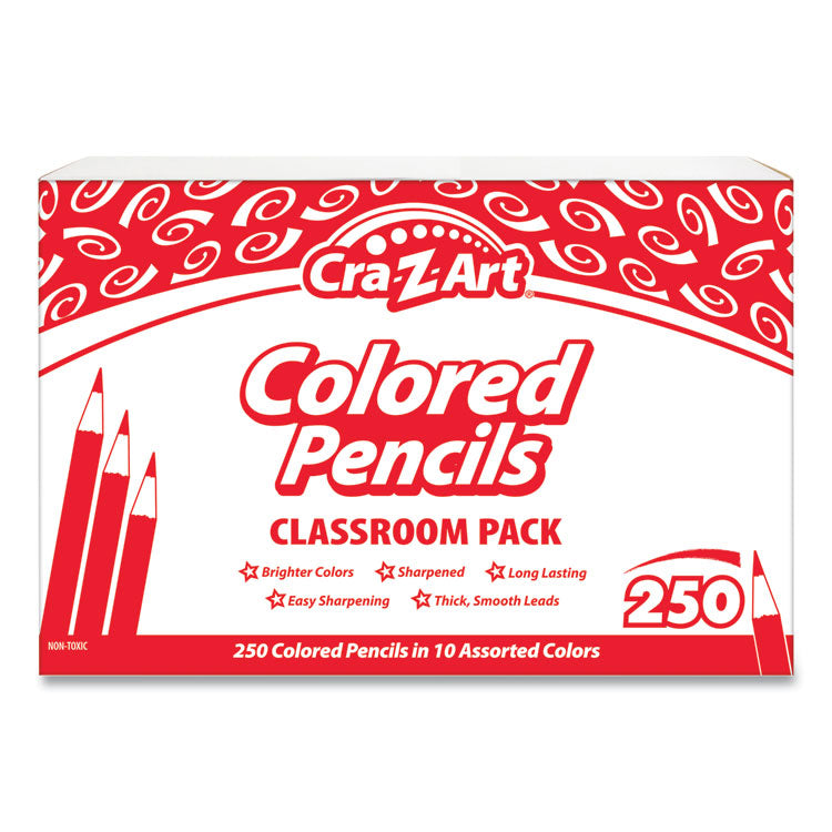 Cra-Z-Art - Colored Pencils, 10 Assorted Lead/Barrel Colors, 250/Set