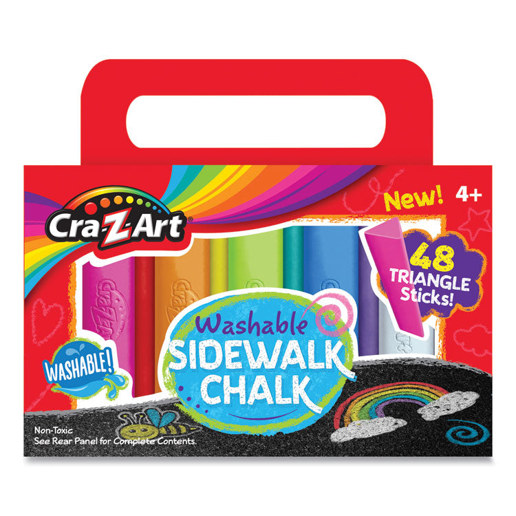 Cra-Z-Art - Washable Sidewalk Chalk, Triangle Shaped, 12.63", 48 Assorted Bright Colors, 48 Sticks/Set