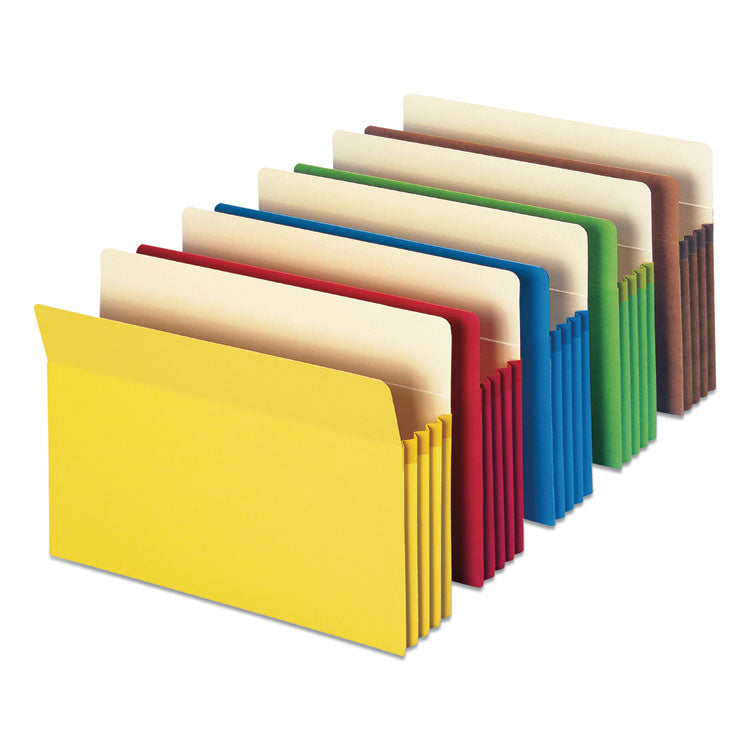 Smead - Colored File Pockets, 3.5" Expansion, Letter Size, Assorted Colors, 5/Pack