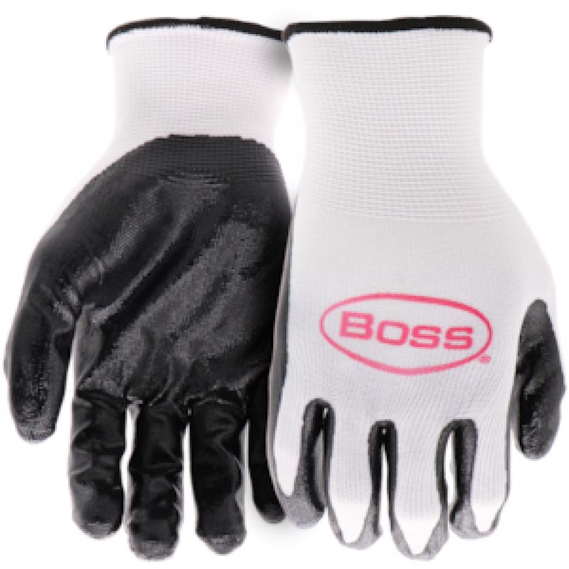 BOSS - Boss Men's Indoor/Outdoor Dipped Protection Gloves Black/White L 5 pair