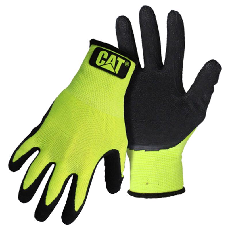 CAT - Cat Unisex Indoor/Outdoor Dipped Gloves High-Vis Green L 1 pair