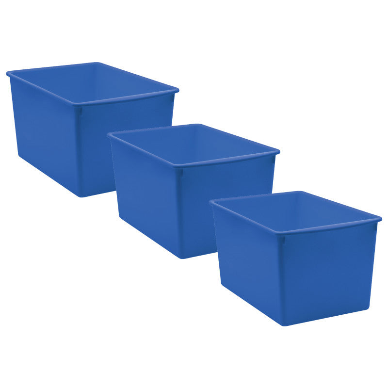 TEACHER CREATED RESOURCES - Blue Plastic Multi-Purpose Bin, Pack of 3