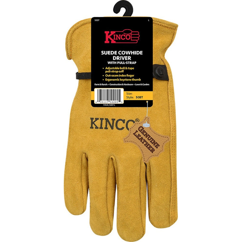 KINCO - Kinco Men's Indoor/Outdoor Driver Gloves Gold XL 1 pair