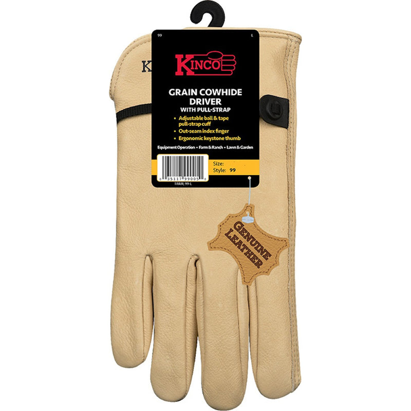 KINCO - Kinco Men's Indoor/Outdoor Full Grain Driver Gloves Tan XL 1 pair