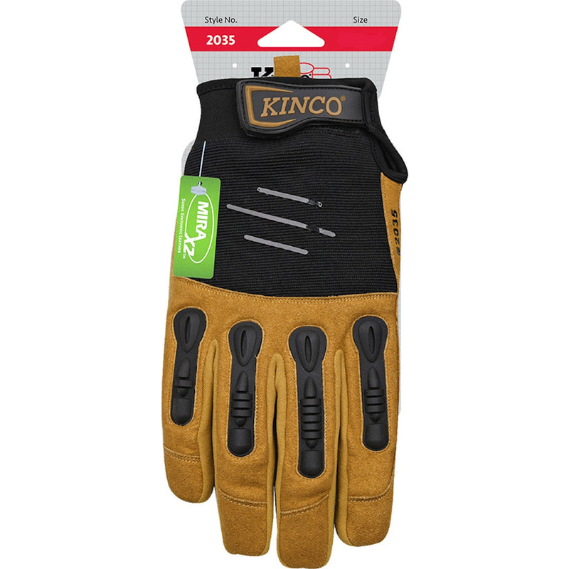 KINCO - Kinco Foreman Men's Indoor/Outdoor Pull-Strap Padded Gloves Black/Tan M 1 pair