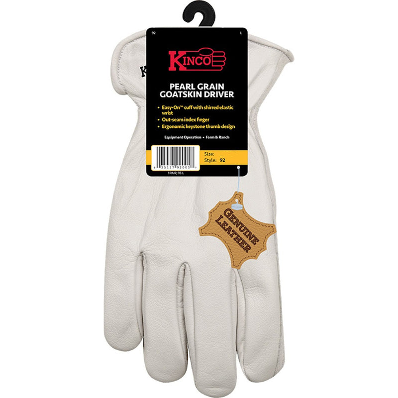 KINCO - Kinco Men's Indoor/Outdoor Pearl Driver Gloves White L 1 pair