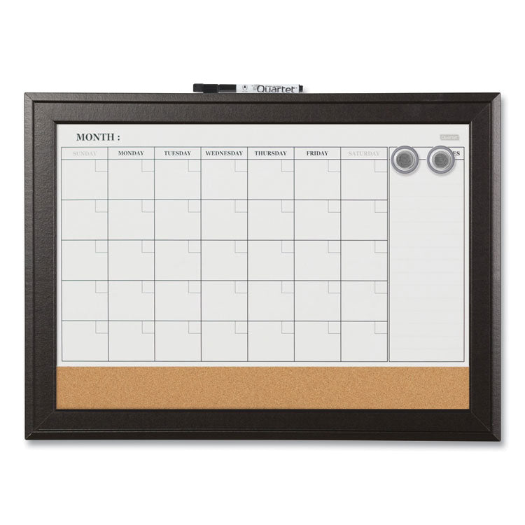 Quartet - Home Decor Magnetic Combo Dry Erase Board with Cork Board on Bottom, 23 x 17, Tan/White Surface, Espresso Wood Frame