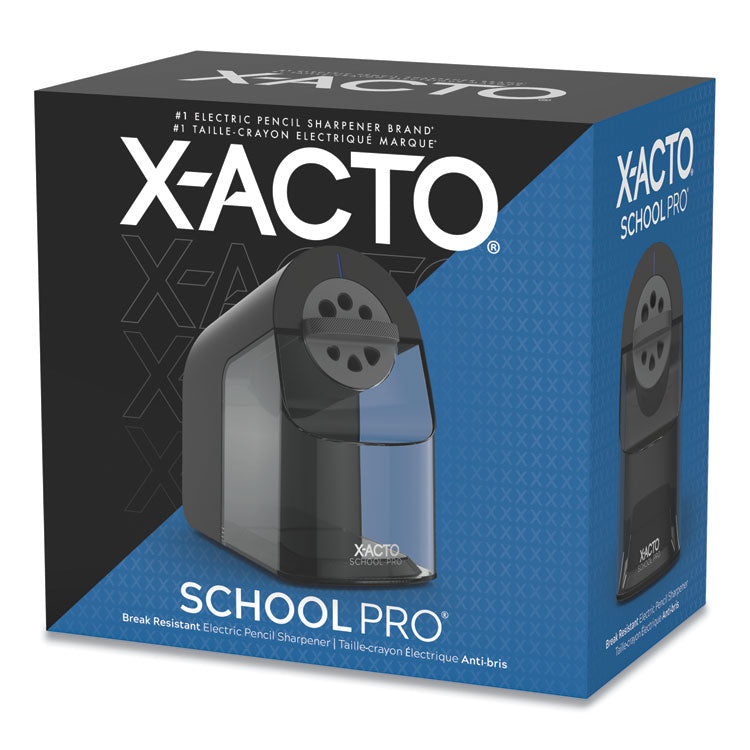 X-ACTO - Model 1670 School Pro Classroom Electric Pencil Sharpener, AC-Powered, 4 x 7.5 x 7.5, Black/Gray/Smoke