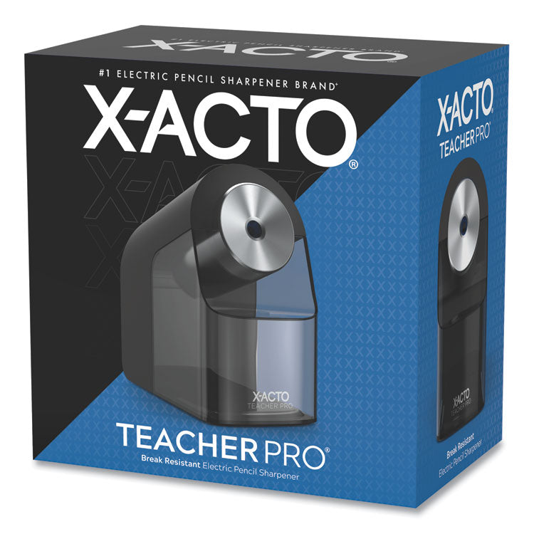 X-ACTO - Model 1675 TeacherPro Classroom Electric Pencil Sharpener, AC-Powered, 4 x 7.5 x 8, Black/Silver/Smoke