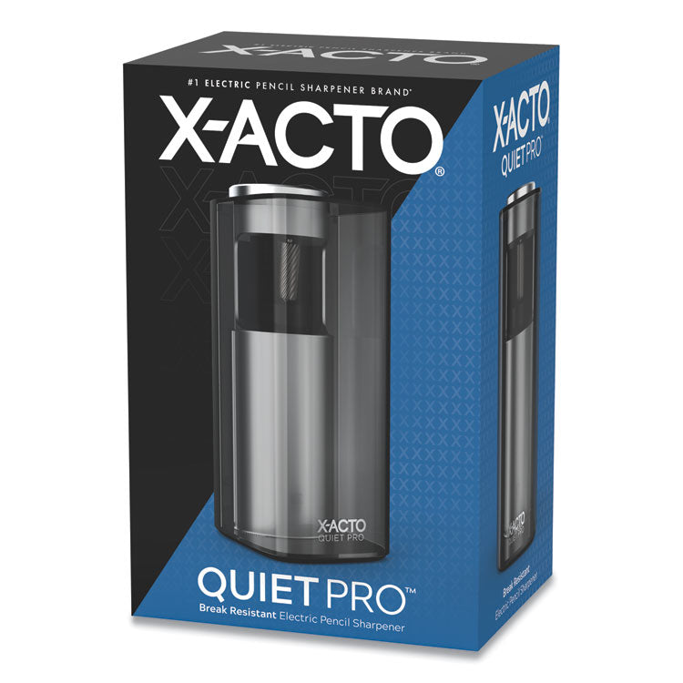 X-ACTO - Model 1612 Quiet Pro Electric Pencil Sharpener, AC-Powered, 3 x 5 x 9, Black/Silver/Smoke