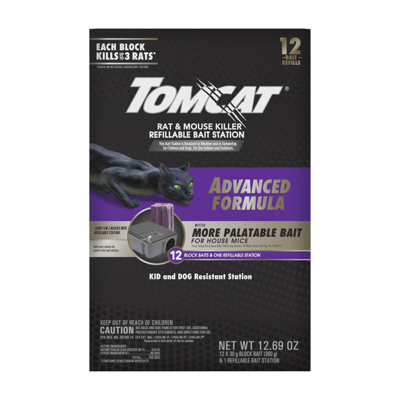 TOMCAT - Tomcat Advanced Bait Station and Bait Blocks For Rats 12 pk