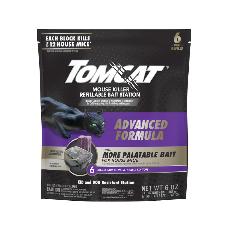 TOMCAT - Tomcat Advanced Formula Bait Station and Bait Blocks For Mice 6 oz 6 pk