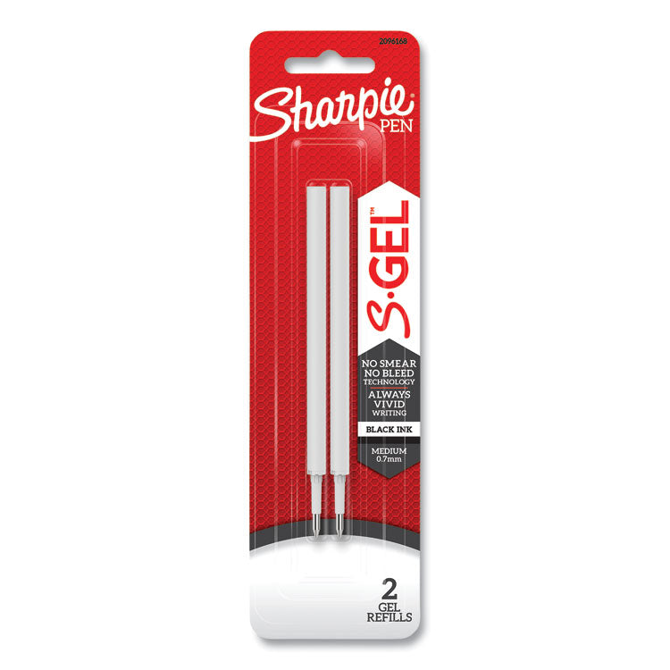 Sharpie S-Gel - S-Gel 0.7 mm Pen Refills, Medium 0.7 mm Bullet Tip, Black Ink, 2/Pack