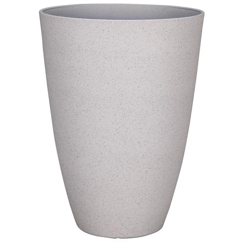 L&G - L&G 21.9 in. H X 16 in. D Polyresin Speckle Tall Planter White