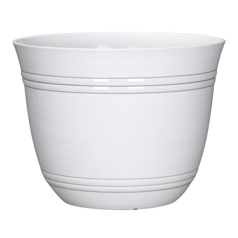 L&G - L&G 11 in. H X 14.5 in. W X 14.5 in. D X 14.5 in. D Polyresin Galileo Planter White