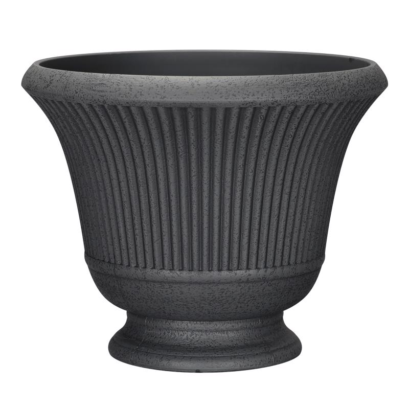 L&G - L&G 12.9 in. H X 16 in. D Polyresin Pedestal Urn Planter Charcoal
