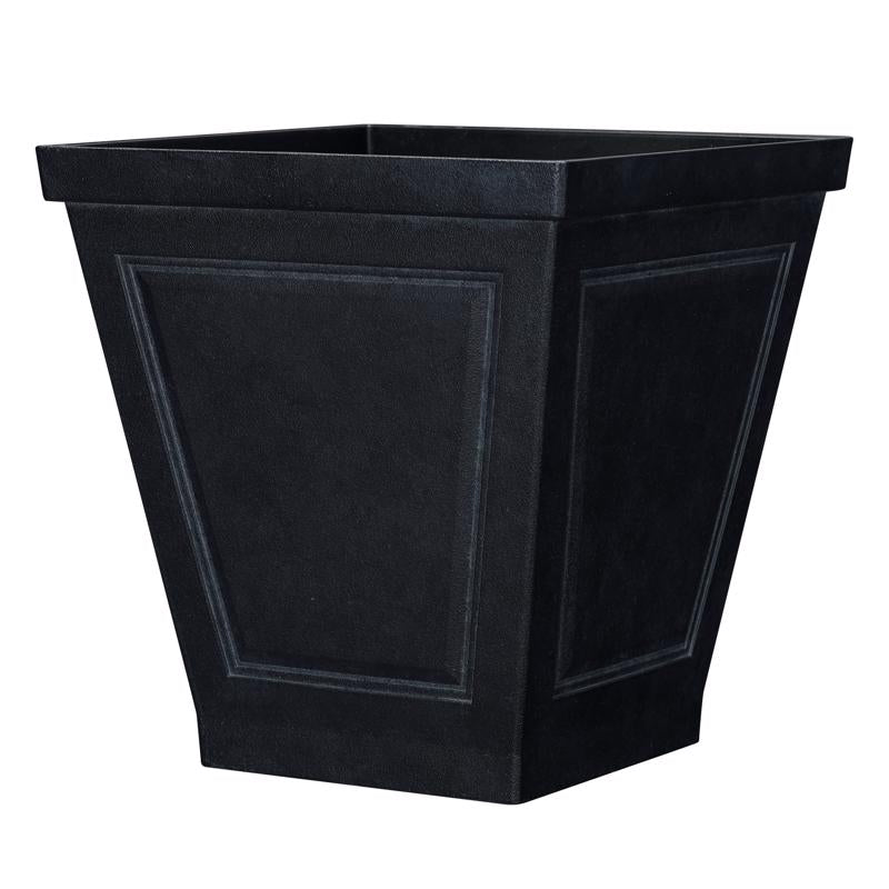 L&G - L&G 16.7 in. H X 16 in. W X 16 in. D Polyresin New England Planter Black