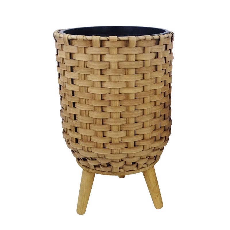 ALPINE - Alpine 15 in. H X 12 in. W X 12 in. D Plastic Wicker Plant Basket Beige/Black