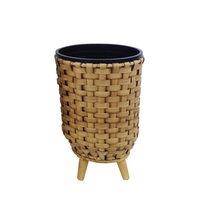 ALPINE - Alpine 13 in. H X 10 in. W X 10 in. D Plastic Wicker Plant Basket Beige/Black