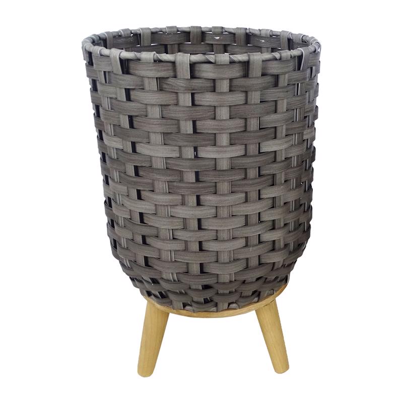ALPINE - Alpine 15 in. H X 12 in. W X 12 in. D Plastic Wicker Plant Basket Gray