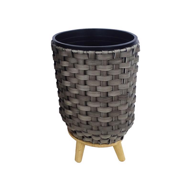 ALPINE - Alpine 13 in. H X 10 in. W X 10 in. D Plastic Wicker Plant Basket Gray