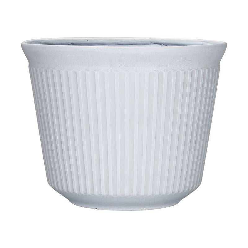 L&G - L&G 9.33 in. H X 12 in. W X 12 in. D X 12 in. D Polyresin Finola Planter White