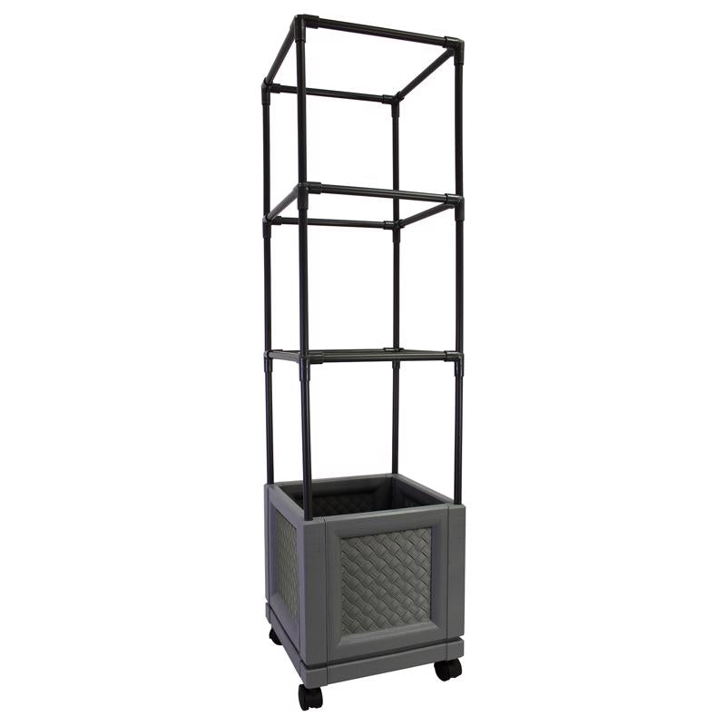CITY PICKERS - City Pickers 44 in. H X 10.75 in. W X 10.75 in. D Resin Trellis Tower Garden Bed Charcoal