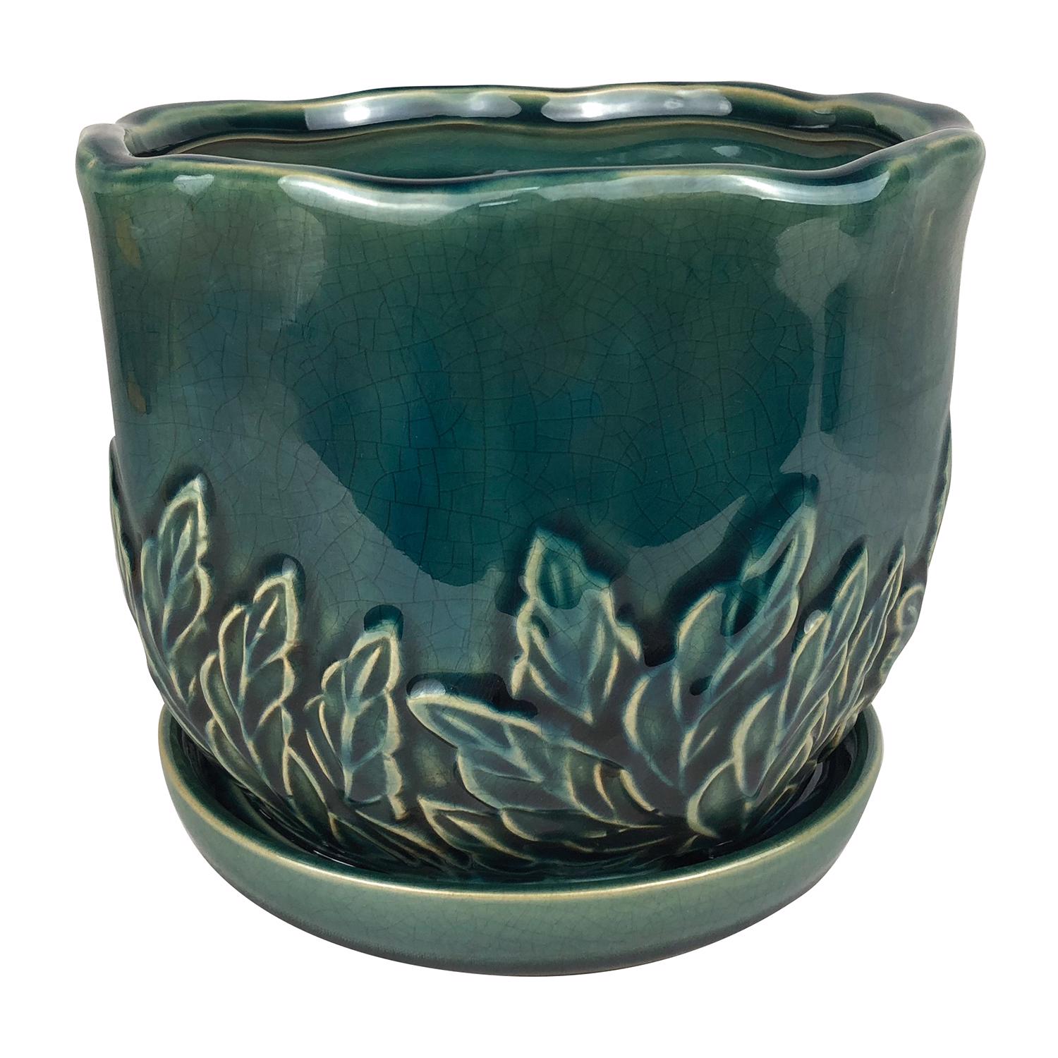 Border Concepts 4.25 in. H X 5 in. W Ceramic Sofia Planter Turquoise - Case of 6