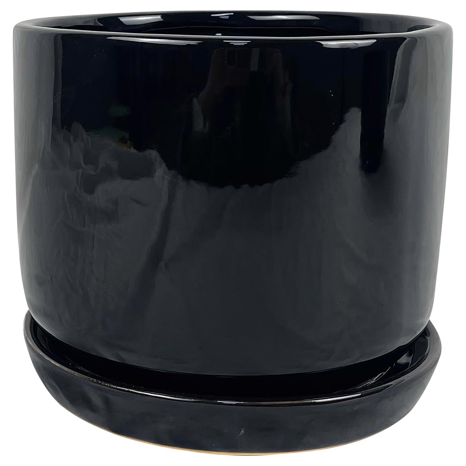 Border Concepts 8 in. D Ceramic Cover Pot Black - Case of 4