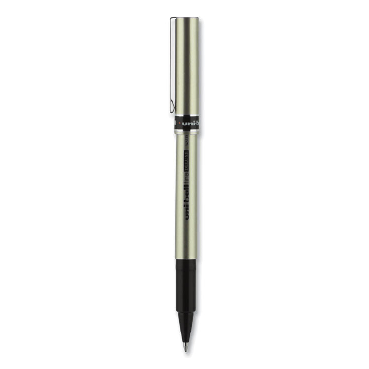 uniball - Deluxe Roller Ball Pen, Stick, Fine 0.7 mm, Black Ink, Champagne Barrel, Dozen